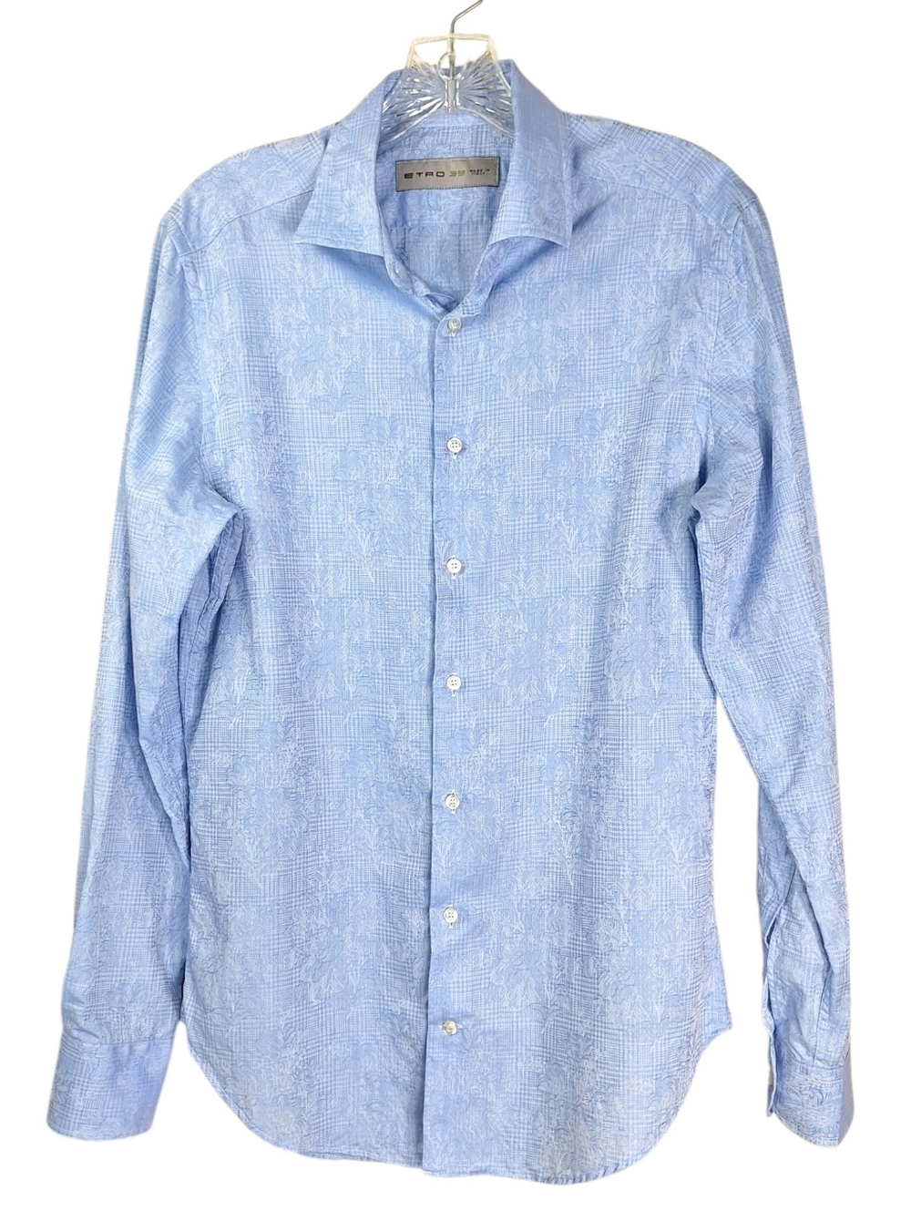 Etro Mens Shirt Size 39 Long Sleeve Button Up Floral Houndstooth 100% Cotton